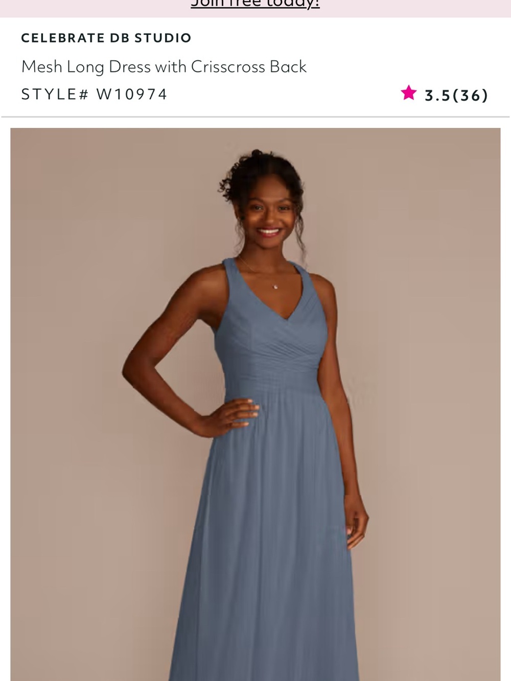 David’s Bridal Steel Blue Bridesmaid dress
